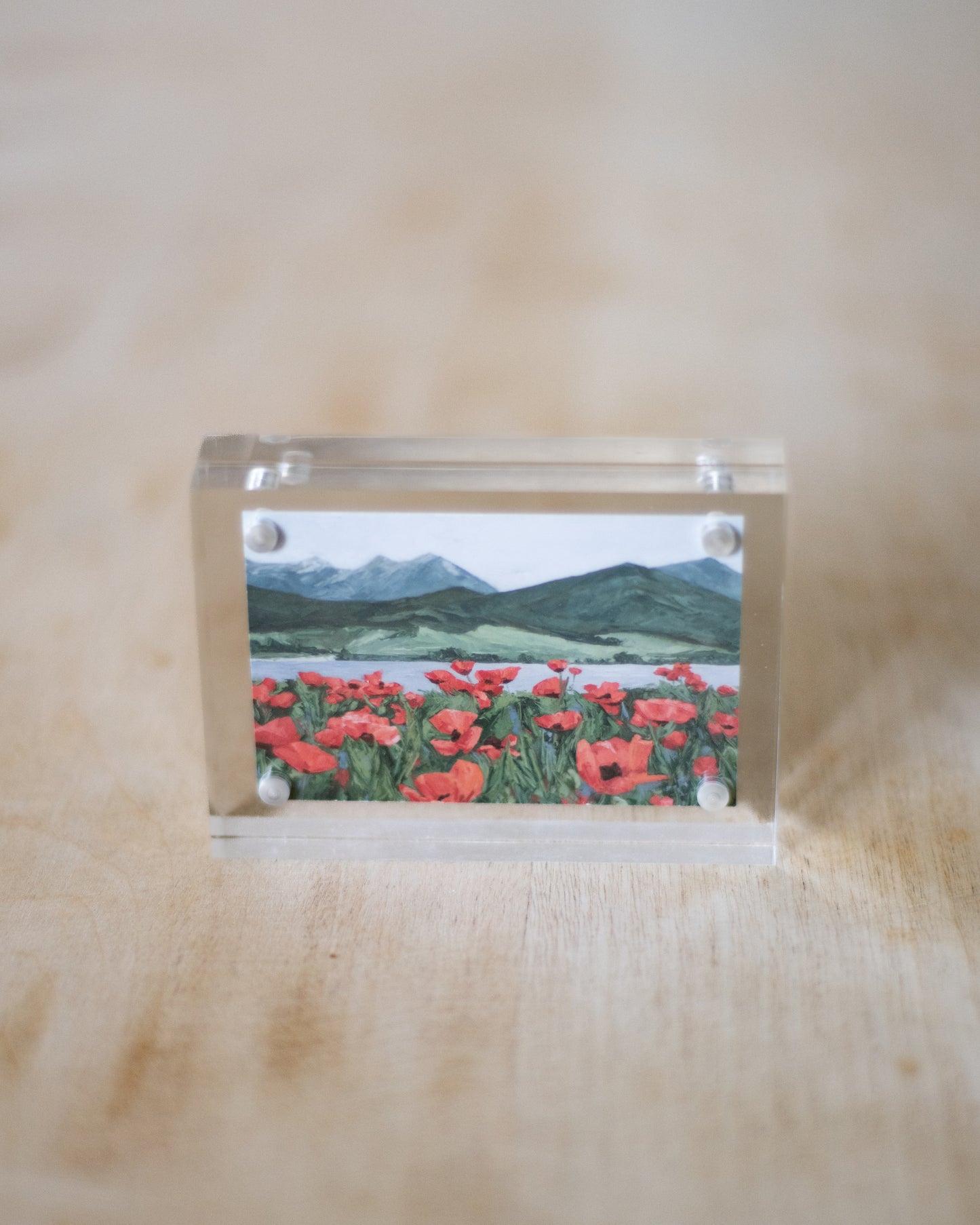 "June Poppies by the Lake" Mini Print