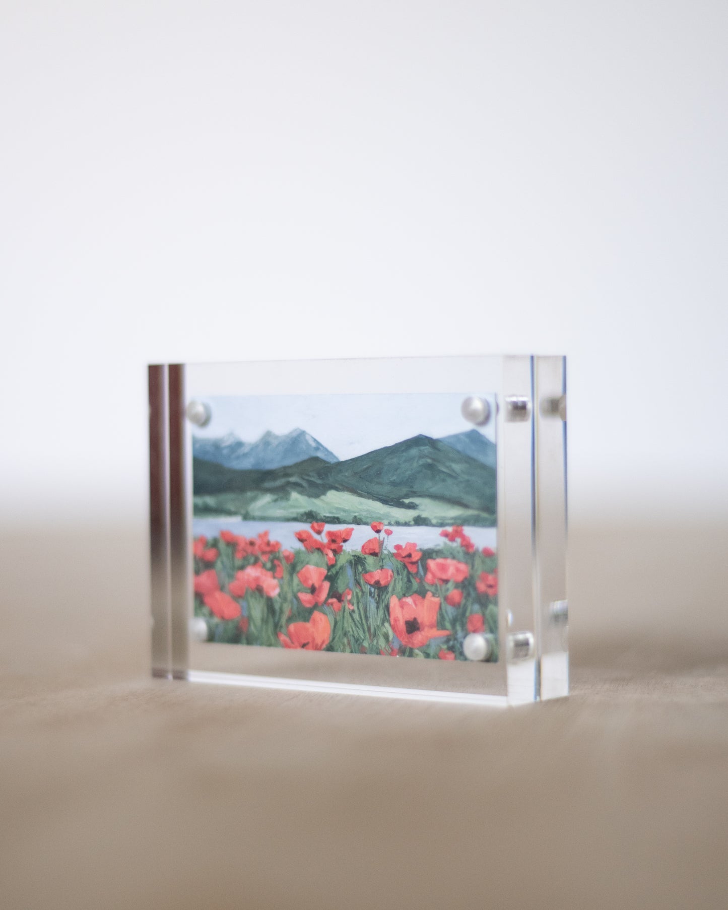 "June Poppies by the Lake" Mini Print