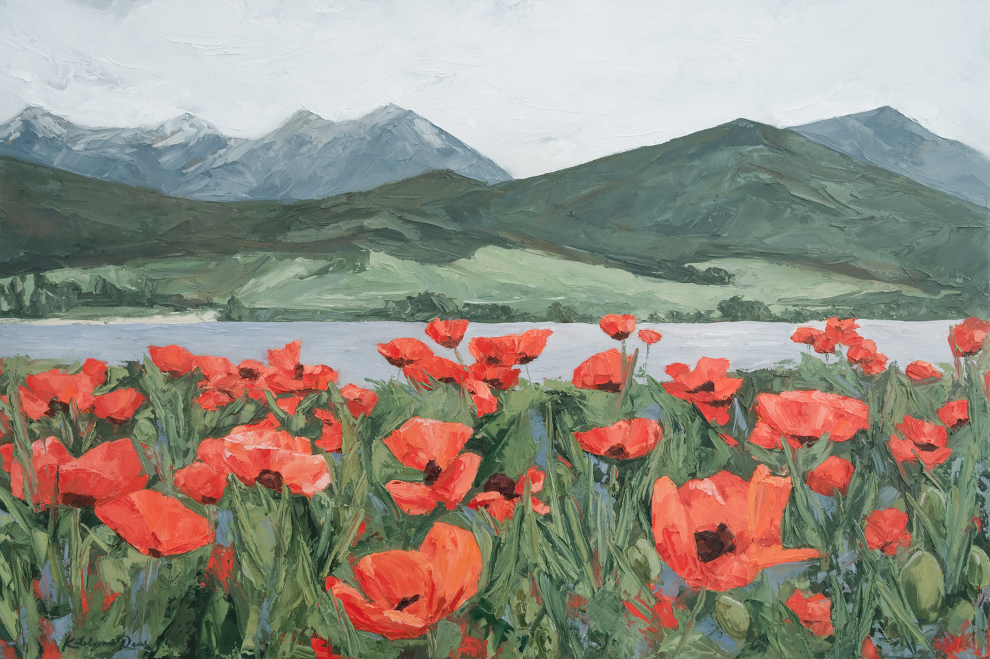 June Poppies by the Lake Print