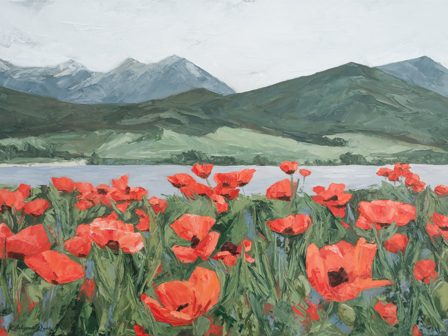 June Poppies by the Lake Print